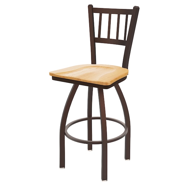 25" Swivel Counter Stool, Bronze Finish, Nat Oak Seat